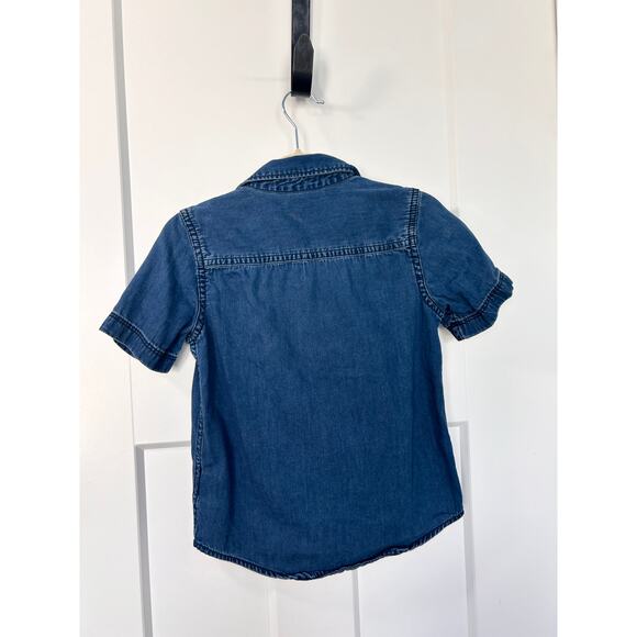 Gap Boys Denim Short Sleeve Button-Up Shirt Westernvibes Blue‎ Size 5 Years - Picture 2 of 10